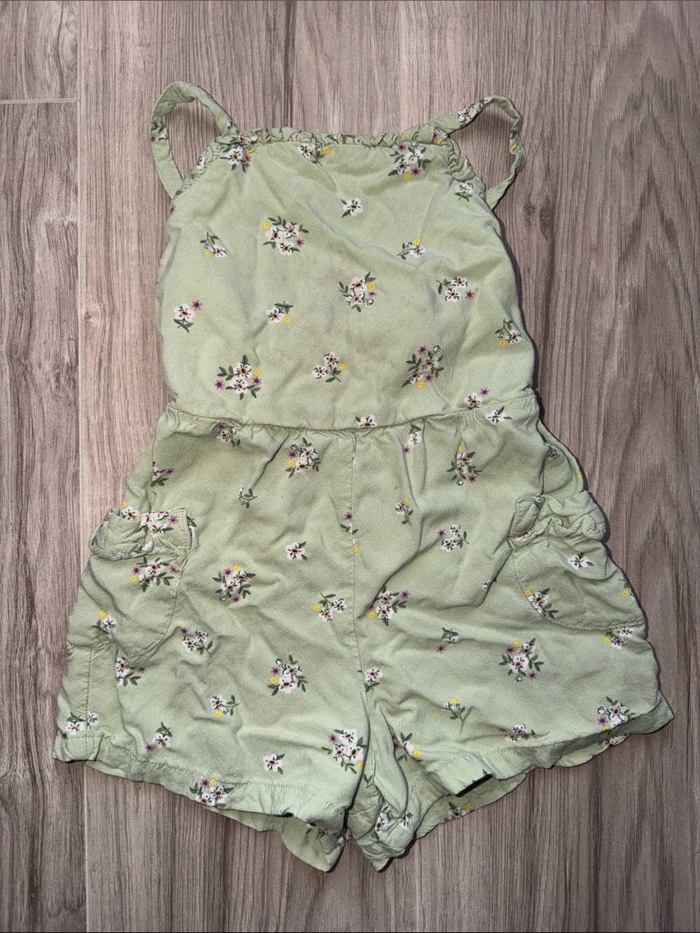Cat & Jack Sage Green Floral One-Piece Romper